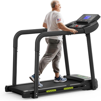 Treadmill With Extended Handrails